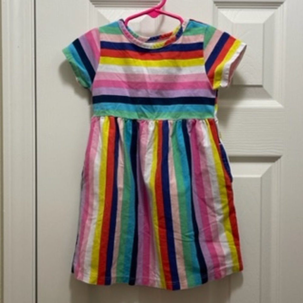 Rainbow stripe Wonder Nation Toddler 3T dress - with pockets!